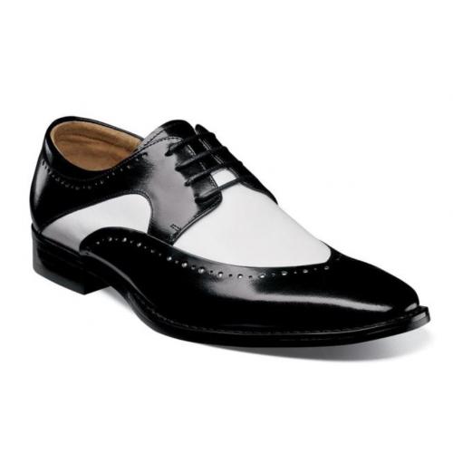 Stacy Adams "Tammany''  Black / White Genuine Leather Folded Moc Toe Oxford Shoes 25292-111.